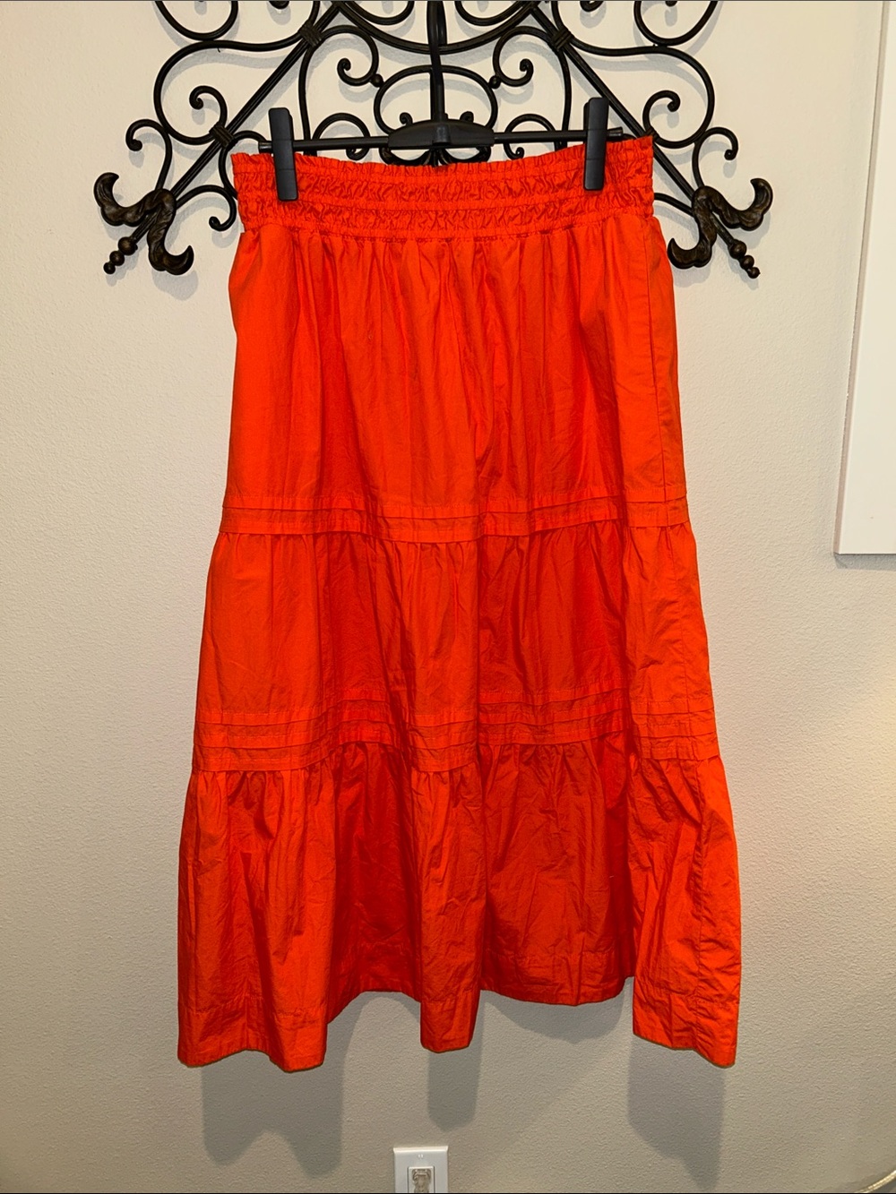 QUINCE ORGANIC COTTON POPLIN TIERED MAXI SKIRT SIZE LARGE